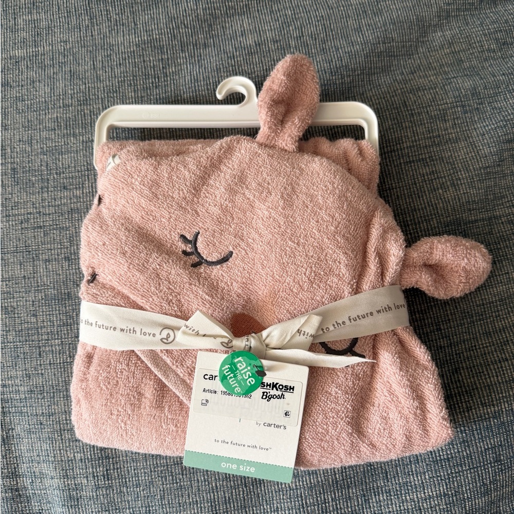 Carter's Pink Hooded Towel with Ears New with Tags